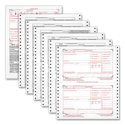 TOPS 2206C W-2 Tax Forms, Six-Part Carbonless, 5.5 x 8.5, 2/Page, (24) W-2s and (1) W-3 - Pack of 24 TOP2206C