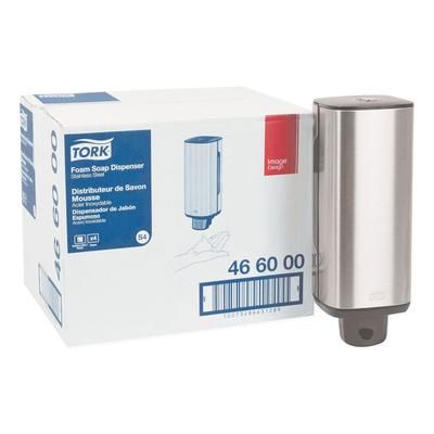 Tork 466000 Foam Skincare Manual Dispenser, 1 L Bottle; 33 oz Bottle, 4.25 x 4.25 x 11.38, Stainless Steel TRK466000