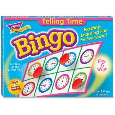 Trend Enterprises 6072 Bingo Telling Time Game, 3-36 Players, 36 Cards/Mats TEP6072