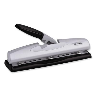 Swingline 74026 12-Sheet LightTouch Desktop Two-to-Three-Hole Punch, 9/32" Holes, Black/Silver