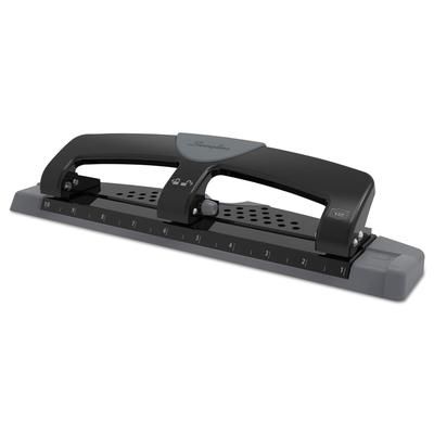 Swingline 74134 12-Sheet SmartTouch Three-Hole Punch, 9/32" Holes, Black/Gray SWI74134