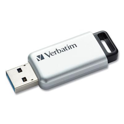 Verbatim 70057 128GB Store 'n' Go Secure Pro USB 3.0 Flash Drive - 128 GB - USB 3.0 - Silver - 256-bit AES - Lifetime Warranty - 1 Each VER70057