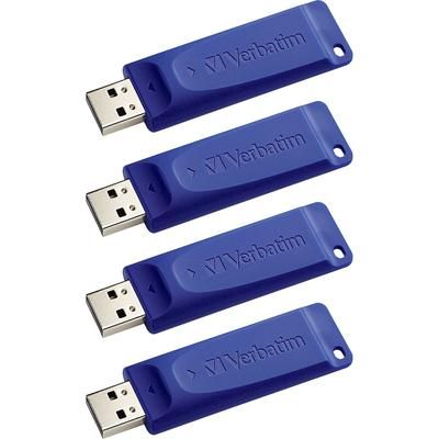 Verbatim 97088CT USB Flash Drive, Capless, 8GB, 4/CT, Blue - Case of 4 VER97088CT