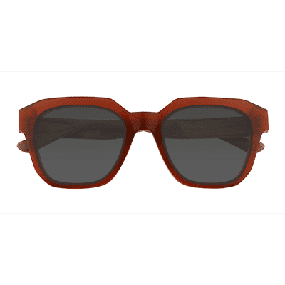 Unisex s square Dark Orange Acetate,Mixed Wood Prescription sunglasses - Eyebuydirect s Teak