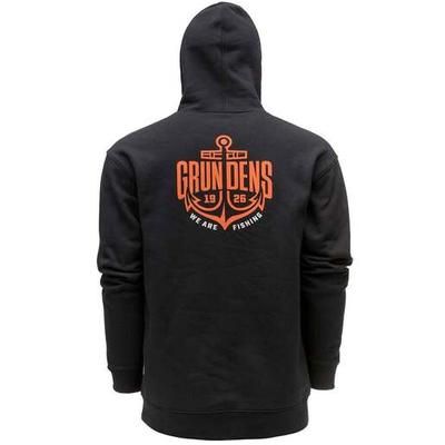 Grundens Men's Displacement Durable Water Repellent Graphic Fishing Hoodie - Ash Heather/Commercial Boat 3XL