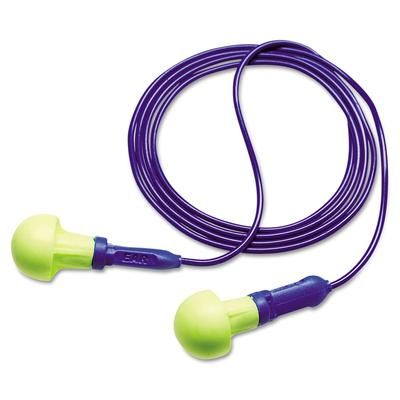3M E-A-R Push-Ins Foam Earplug, Polyurethan, Blue/Yellow, Corded (MMM3181001)