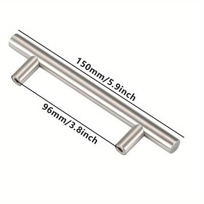 TEMU 6pack Stainless Steel Handles For Cabinets And Drawers, Polished With Installation Hardware Included - Modern Kitchen Cabinet Pulls