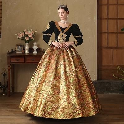 Gotico Rococò Ispirato al vintage Vestito Parrucche cosplay Costume da festa Principessa Shakespeare Tinta unica Abito da ballo Costume Per donna Reale Halloween Carnevale San Valentino Festa serale