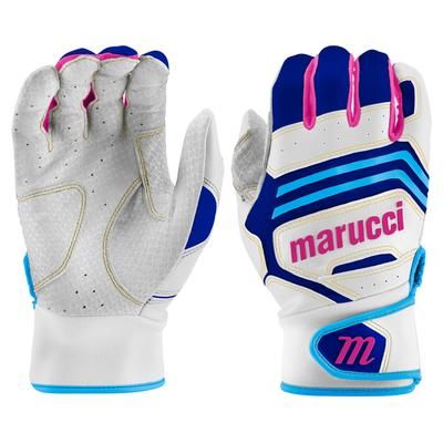 Marucci Fuzn Pro Adult Batting Gloves White/Blue/Pink