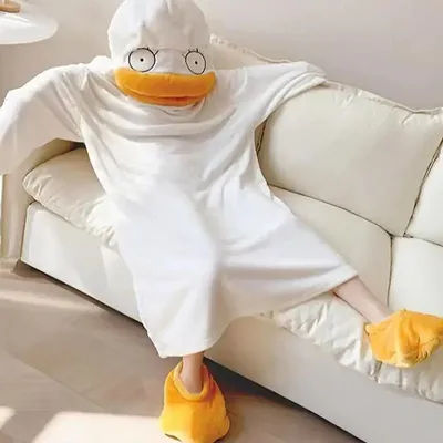 Super Long Flannel Blanket Duck Onesie Pajamas for Adult Winter Hoodies Sweatshirt Pullover Fleece TV Blanket Cosplay Costume