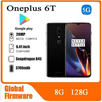 Global Firmware Oneplus 6T 6t Snapdragon 845 Cellphone 5G LTE 6.41'' NFC 3700mAh 20MP+16MP full screen One Plus 6t used phone