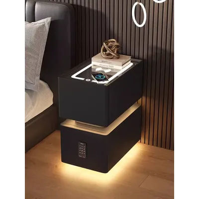 Creative Intelligent Bedside Table with Wireless Charging Modern Style Storage Cabinet Bedroom Nightstand with Sensor Light 25cm