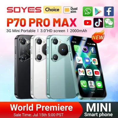 World Premiere SOYES P70 Pro Max Mini Smartphone Android8.1 3.0 Inches 16GB 2000mAh Face ID Dual SIM Standby Play Store 3G