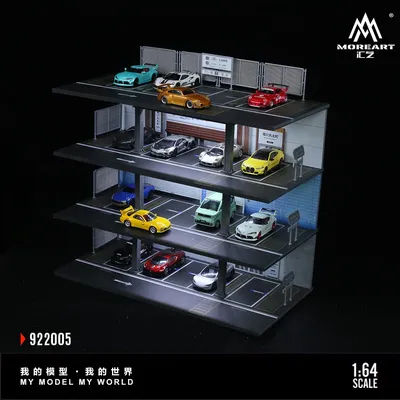 TimeMicro&MoreArt 1:64 Japanese three-storey parking building garage storage display scene - stock - fast delivery