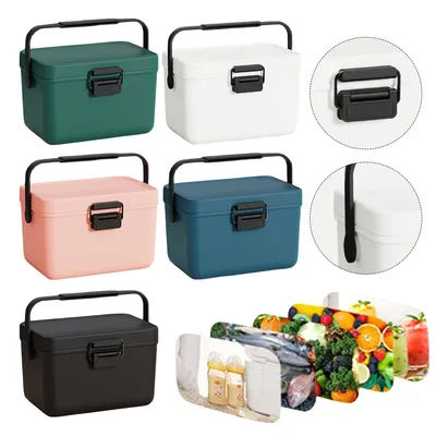 3.8L Insulated Portable Cooler with Handle Hard Cooler Ice Chest Box for Beach Picnic Camping Boating Fishing Car