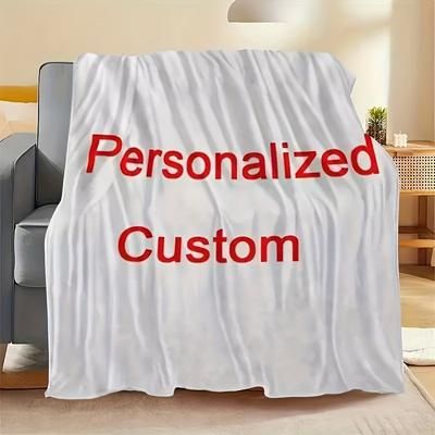 TEMU Customizable Flannel Fleece Throw Blanket - Personalize With Your Photos, Valentine's Day Gift, Soft & Cozy For Bed, Sofa, Camping - , Cozy Blanket