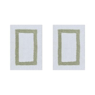 Hotel Collection 100% Cotton 2 Piece (17" X 24" | 17" X 24") Bath Rug Set by Brylane Home in White Sage