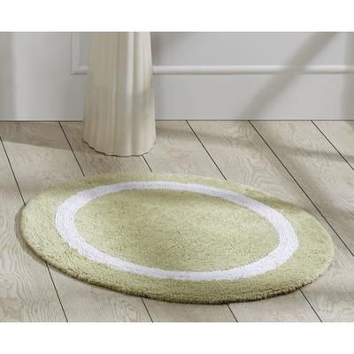 Hotel Collection 100% Cotton 30" Round Bath Rug by Brylane Home in Sage White