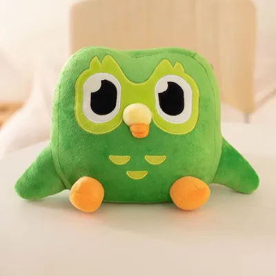 Kawaii Duolingo vert hibou en peluche peluche de Duo le hibou dessin animé hibou poupée doux en peluche Animal enfants cadeau d'anniversaire