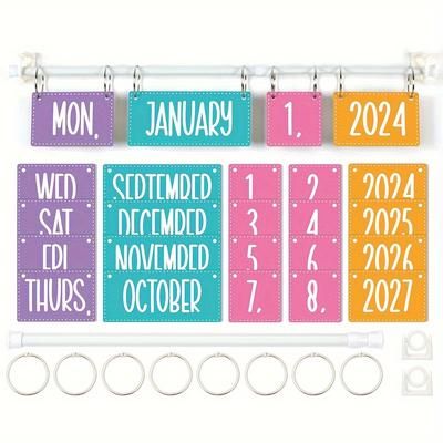 TEMU Flip Calendar Bulletin Board Set With Adjustable Holder - 54 Date Cards Included, Classroom & Home Decor