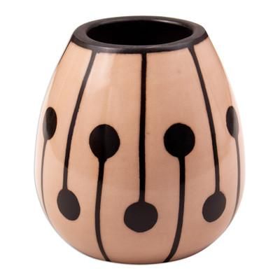'Minimalist-Inspired Painted Folk Art Ceramic Decorative Vase'