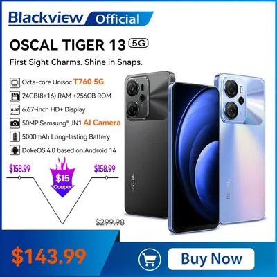 [World Premiere] Blackview OSCAL TIGER 13 Smartphone 5G 6.67'' Display, T760, 8GB+256GB, 50MP AI Camera 5000mAh NFC Android 14