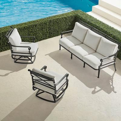 Carlisle 3-pc. Sofa Set with Two Swivel Lounge Chairs in Slate Aluminum - Standard, Brick - Frontgate