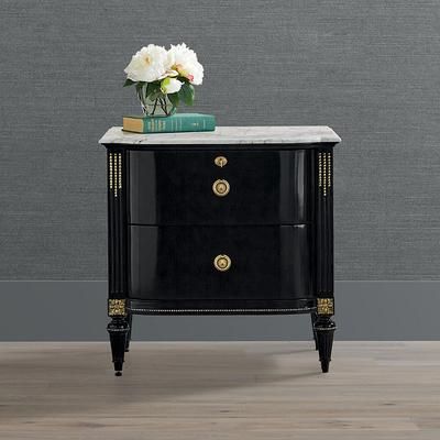 Set of 2 Regency Bow Front Nightstand - Black, Black - Frontgate