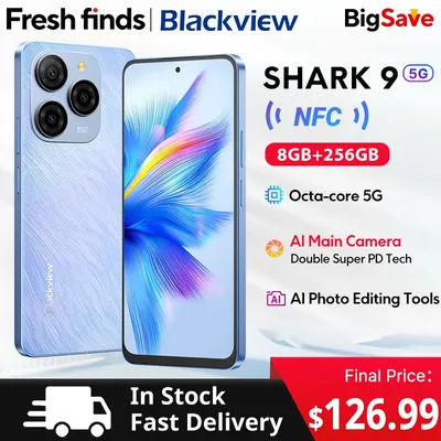 【World premiere】Blackview SHARK 9 5G Smartphone 6.67'' HD+ IPS 90Hz Display 50MP Main Camera NFC GPS Android 14 Mobile Phone