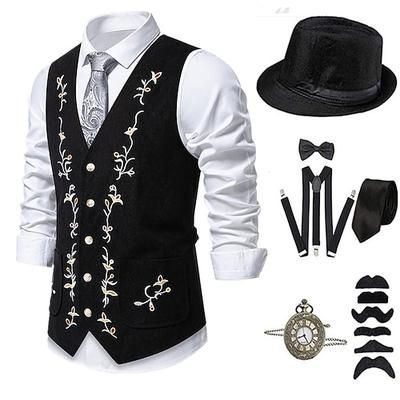 Anni Ruggenti Anni 1920 Retrò Vintage Abiti Gilet Set di accessori Gentiluomo Costume Per uomo Halloween Carnevale Capodanno Festa / Sera Mascherata Vigilia di Capodanno Adulti Cravatta Gilet Altri