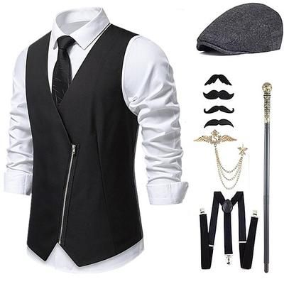Anni Ruggenti Anni 1920 Retrò Vintage Abiti Gilet Set di accessori Gentiluomo Costume Per uomo Halloween Carnevale Capodanno Festa / Sera Mascherata Vigilia di Capodanno Adulti Cravatta Gilet Altri