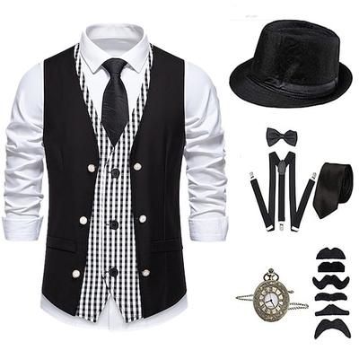 Anni Ruggenti Anni 1920 Retrò Vintage Abiti Gilet Set di accessori Gentiluomo Costume Per uomo Halloween Carnevale Capodanno Festa / Sera Mascherata Vigilia di Capodanno Adulti Cravatta Gilet Altri
