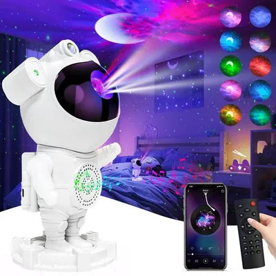 Projecteur d'ambiance LED Bluetooth pour chambre à coucher, veilleuse, haut-parleur, nébuleuse, lune, étoiles, aurore