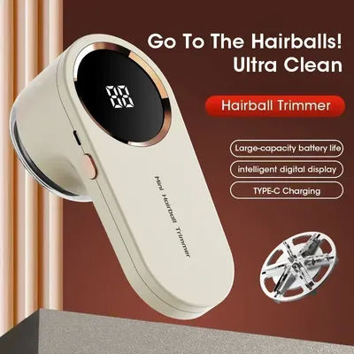 Electric Hair Ball Trimmer Wireless Portable Clothing Hair Removal Machine LED Display Handheld Knitted Fabric Shaving Machine