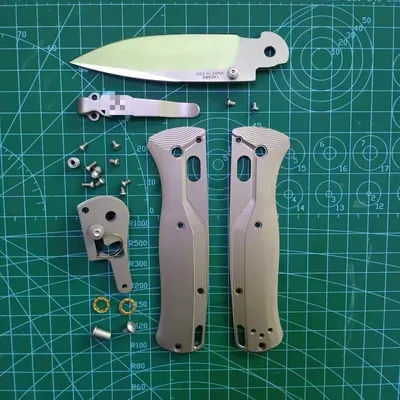 1 Set Custom MadeTitanium Alloy Handle Scales With Accessories +14C28N Stainless Steel Blade for Benchmade 535 Modify
