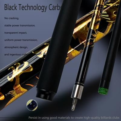 TEMU Premium Carbon Fiber Billiards Cue 12.5mm Tip China Dragon Split Cue 19oz 20.5oz Suitable For Any Occasion