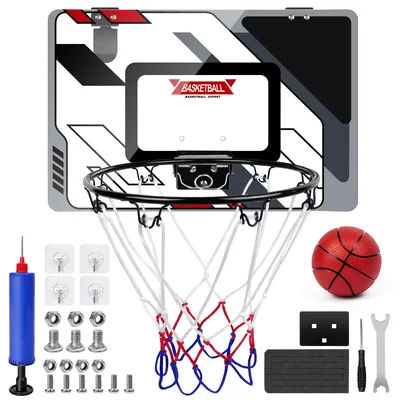 Heavy Duty Wall Mounted Basketball Hoop Rim and Net Basketball Set Metal Hoop Ring with Net & Ball & Pump & Wall Mount Fixings