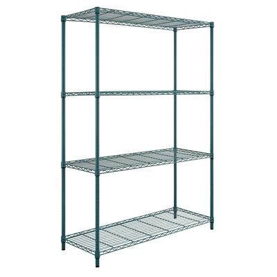 Quantum Food Service RWR72-2448LDP 48" NSF 4-Tier Epoxy Coated Wire Shelf Kit - 24"W, 72"H, Green