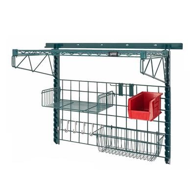 Quantum Food Service SGK-401836-4P RD 40" Store Grid Wire Wall Mounted Shelf w/ Red Bin, Green