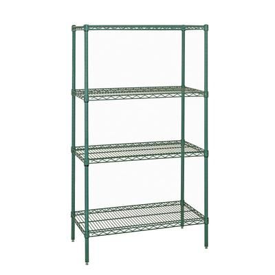 Quantum Food Service WR63-1854P 54" NSF 4-Tier Epoxy Coated Wire Shelf Kit - 18"W, 63"H, Green