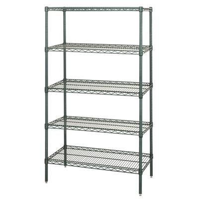 Quantum Food Service WR74-1260P-5 60" NSF 5-Tier Epoxy Coated Wire Shelf Kit - 12"W, 74"H, Green