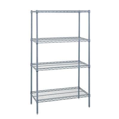 Quantum Food Service WR74-1860GY 60" NSF 4-Tier Epoxy Coated Wire Shelf Kit - 18"W, 74"H, Gray