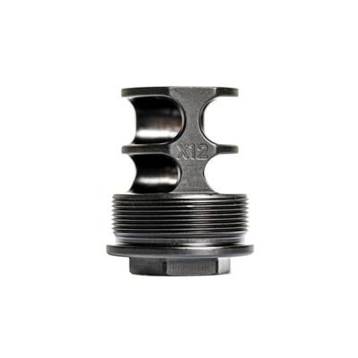 JMac Customs 2C 5/8-24 X12 .45 Cal 2-Port Muzzle Brake with Alpha Suppressor Mount Black RRD-2C-30S-X12-45