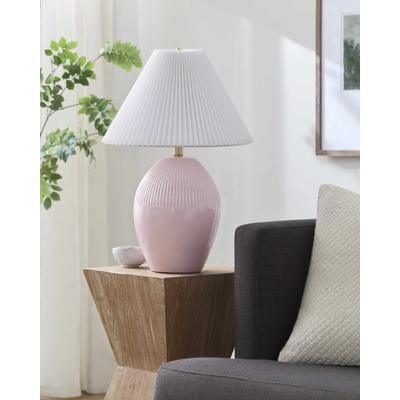 Lechbruck 23"H x 16"W x 16"D Modern Pink/White/Metallic - Nickel Table Lamp - Boutique Rugs