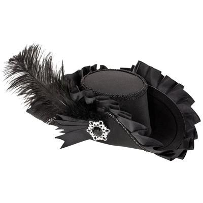 Mini tricorne "plume", noir