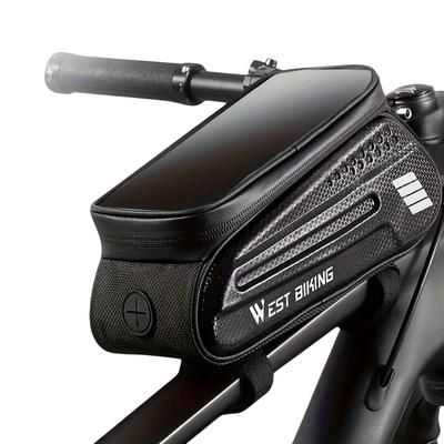 TEMU Large Capacity Bicycle Top Tube Bag, Screen Bag, Mtb Road Cycling Hard Shell Front