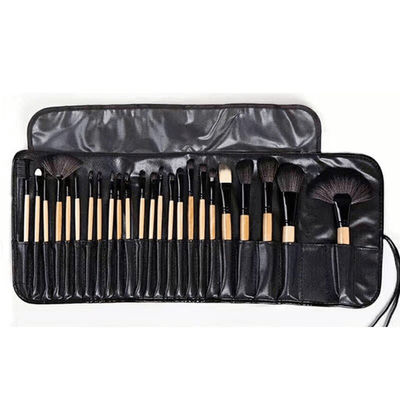 TEMU 24pcs Female Professional Makeup Sets Cosmetics Brushes With Leather Bag Lip Brush Eye Shadow Brush Makeup Tools - Unscented