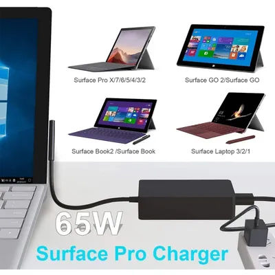 Surface Pro – chargeur 65W pour ordinateur portable Microsoft Surface Pro 9 Pro 8 Pro X Pro 7 Pro 6 Pro 5 Pro 4 Pro 3 Surface 1 2 3 Surface Go 2