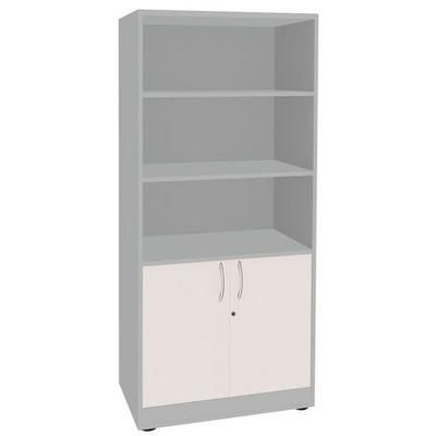 Bibliothèque Quatuor Haut Ouvert Bas 2 Portes Blanc/alu - Manutan Expert