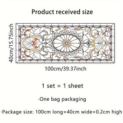 TEMU Contemporary Static Cling Window Film Sticker, Polyvinyl Chloride, Floral Pattern, Double-sided Print, Glass Decor, Removable, 20mil Thickness - 1 Set Dj2077-kq
